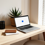 **Prompt:** A minimalist workspace bathed in soft, natural light. A clean desk with only essential items: a laptop, a notebook, and a small succulent plant. Neutral colors like beige and white dominate the scene. The atmosphere is calm and focused, embodying a Zen-like oasis.