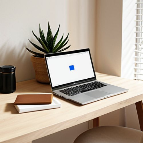 Home 11 **Prompt:** A minimalist workspace bathed in soft, natural light. A clean desk with only essential items: a laptop, a notebook, and a small succulent plant. Neutral colors like beige and white dominate the scene. The atmosphere is calm and focused, embodying a Zen-like oasis.