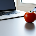 A professional individual in a modest business suit, sitting focused at a minimalist desk in a modern, sunlit office. A classic red Pomodoro timer is subtly placed beside a laptop, symbolizing structured work. The desk is tidy, featuring only essential items like a notebook and a pen. The scene conveys a calm, productive atmosphere, emphasizing deep work. Professional photography, high detail, sharp focus, perfect anatomy, correct proportions, natural pose, well-formed hands, proper finger count, natural body proportions, fully clothed, modest clothing, appropriate attire, professional dress, safe for work, appropriate content, family-friendly.