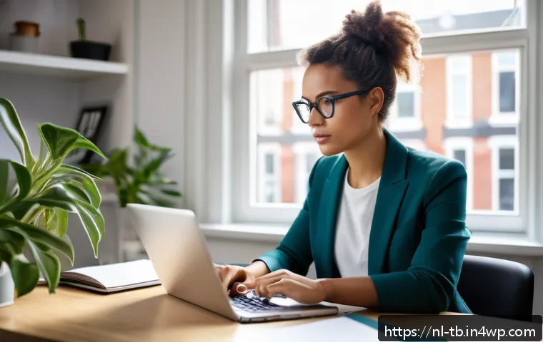 집중력 증진을 위한 역할 모델 찾기 - A focused young professional woman sitting at a modern desk in a bright Amsterdam apartment, wearing...